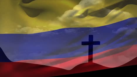 Animation-Des-Christlichen-Kreuzes-Und-Der-Flagge-Kolumbiens