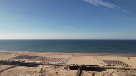 panoramic view of praia de monte gordo beach near monte gordo town in eastern algarve, portugal