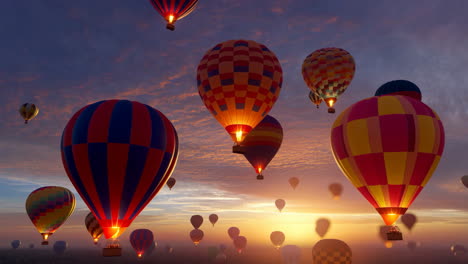 colorful hot air balloons soaring at sunrise