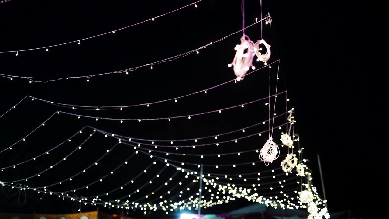 Sparkling Fairy Lights Decorating Open Space For Traditional Diwali Festival Night