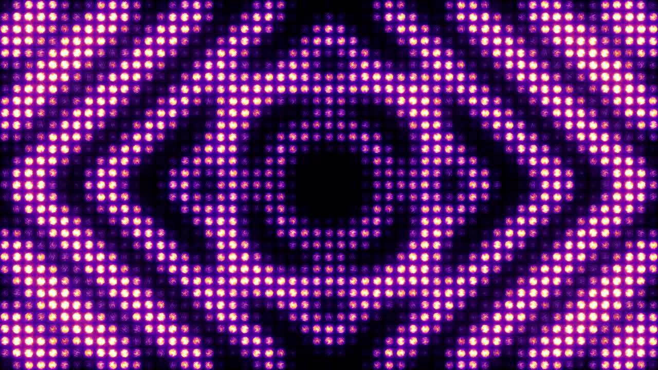 Motivo geometrico pulsante su un'enorme parete di luce