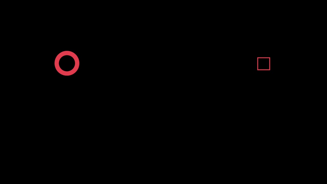 Animation red geometric shape isolate floating on black background.