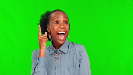 Green screen, thinking or black woman