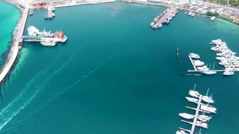 a drone captures a stunning aerial view of a harbor