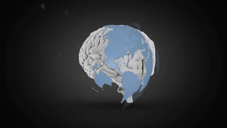 animation of spinning globe over brain