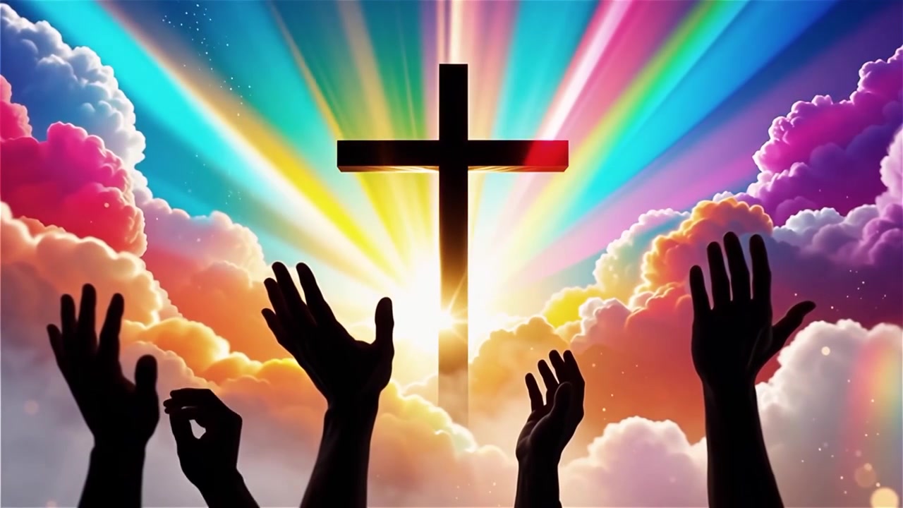 Christian Cross Heavenly Light Worship Background