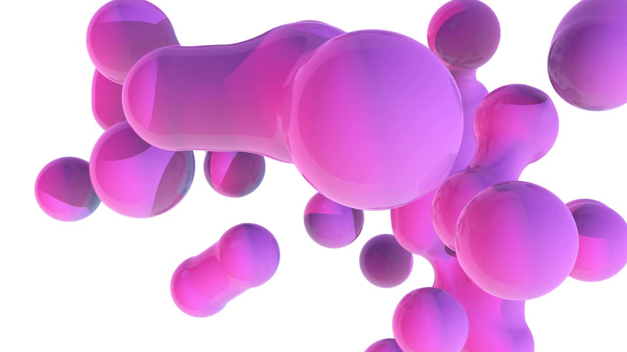 Pink 3d metaballs on soft colorful backdrop. Minimalistic cover footage. Organic Designed Liquid 3d minimal motion design 4k