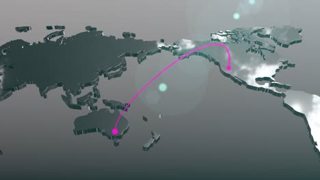 america to australia connection world map animation