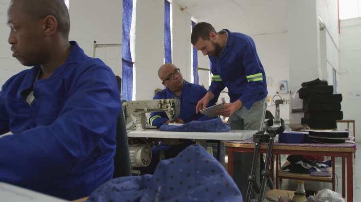Lavoratori che discutono del lavoro