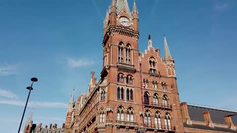 london st pancras international station facade near king's cross, london uk and known as the portal to europe due to its international railway destinations