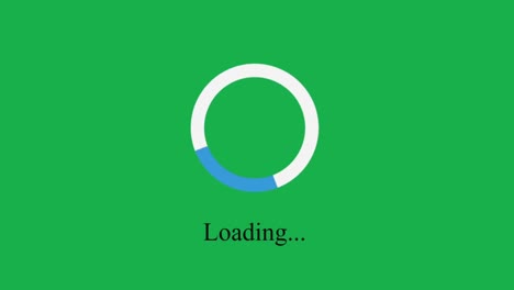 loading circle with green screen on device screen digital display of web page website. computer software monitor viewpoint of loading processing file, video, music, data.