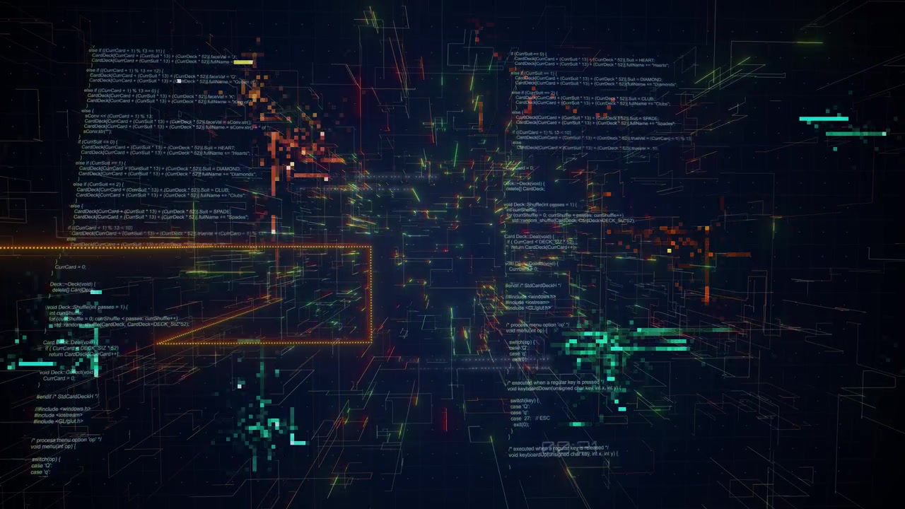 Flying Through Digital Code Matrix Animation