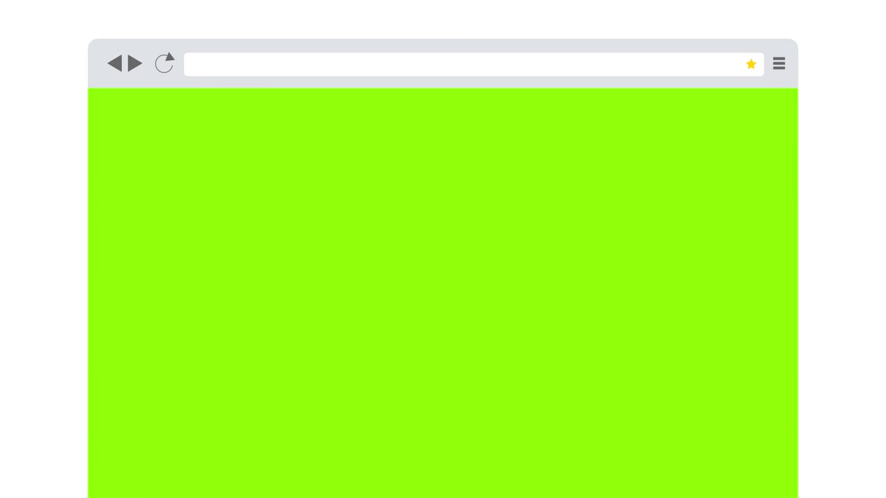 ventana del navegador con pantalla verde en blanco
