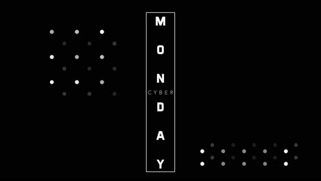 cyber monday in frame and dots pattern on black modern gradient