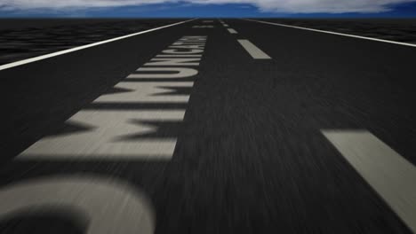 velocidad de vuelo 5g texto en el bucle de la carretera