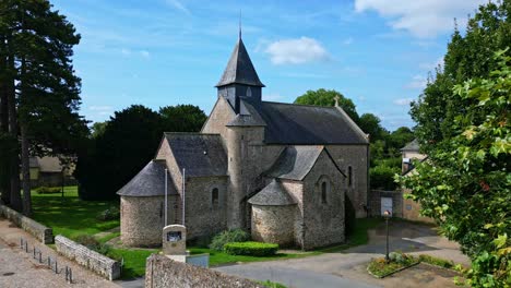 close-up view from the historic monument saint-sulpice church of laval-le-prieuré, laval, france