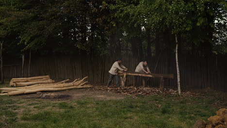 medieval woodworking scene
