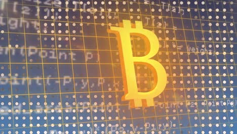 animación del símbolo de bitcoin y procesamiento de datos