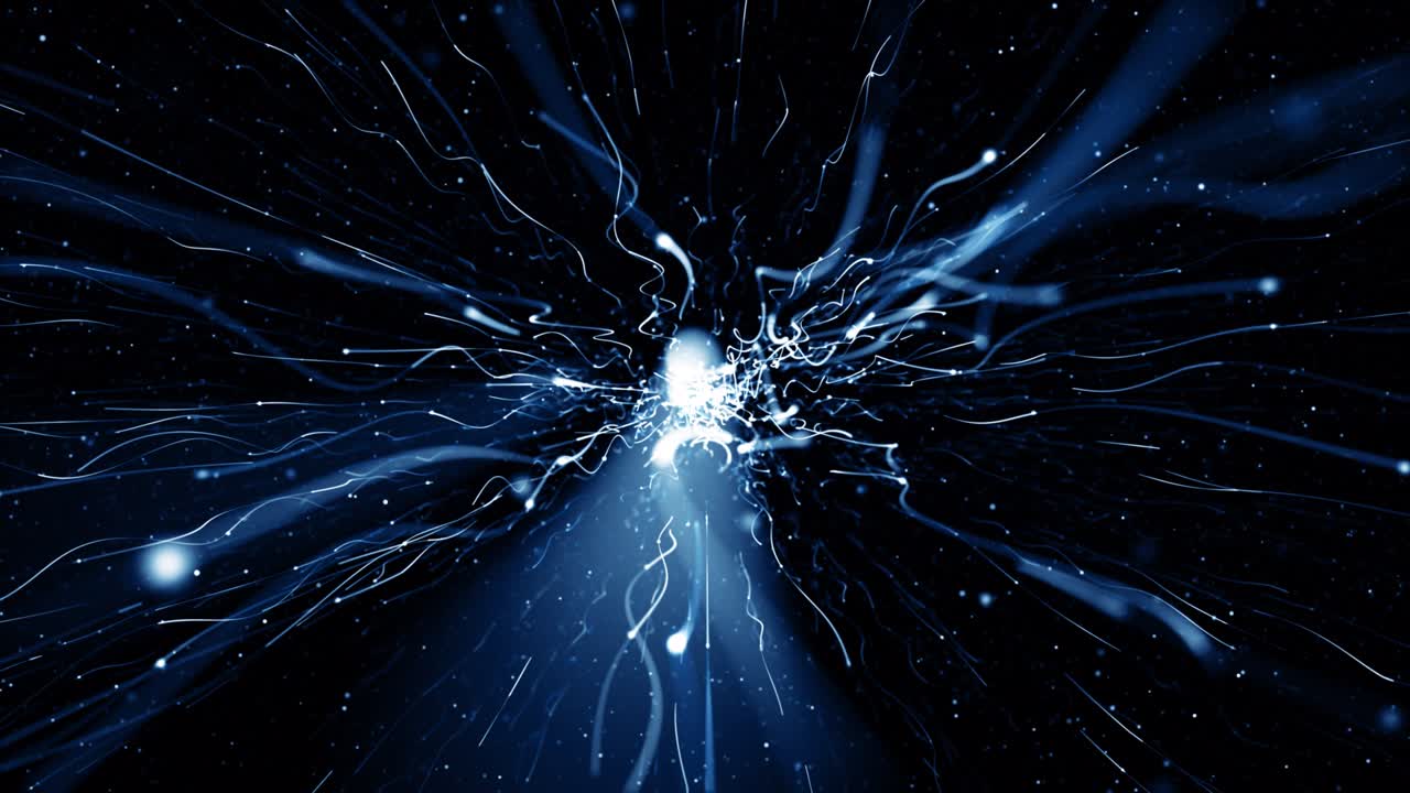 partículas de polvo azul abstracto luz bokeh títulos de movimiento bucle de fondo cinematográfico