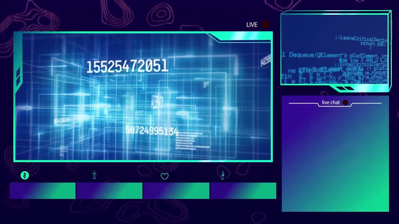 Animation of numbers changing data processing on screens