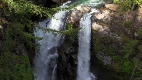 close up of waterfall tilt up shot