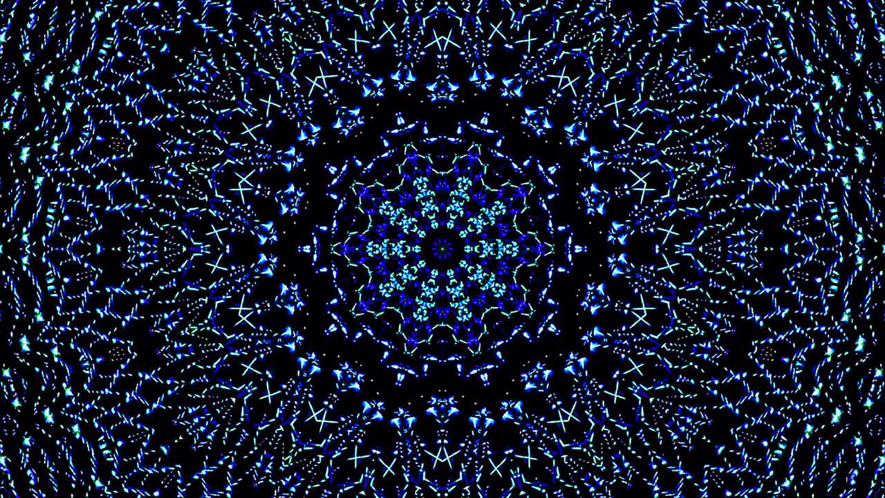 onda de luz puntos abstractos conjunto de color azul caleidoscopio fondo negro