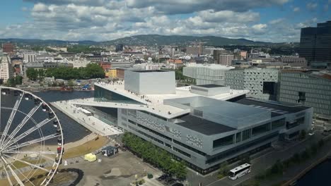 the city of oslo – the opera house photographed from the heights of the munch museum.