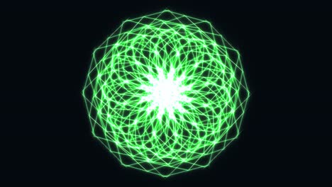 geometric circles, sacred geometry, green seamless vj loop, black background, rotating