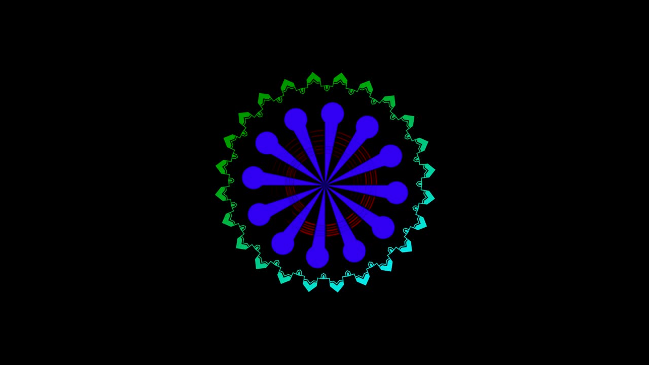 diseños gráficos que giran en el centro y aumentan el tamaño, hasta cubrir todo el fondo y desaparecer.