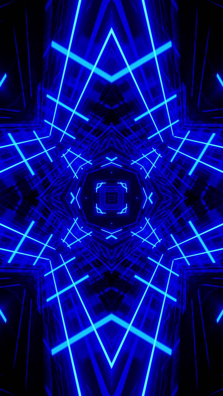vídeo en bucle de neón azul caleidoscopio en bucle vertical