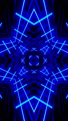 vj loop blue neon kaleidoscope vertical looped video