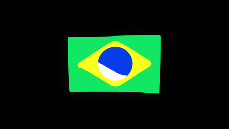 Nationalflagge-Brasiliens,-Ländersymbol,-Nahtlose-Schleifenanimation,-Winken-Mit-Alphakanal