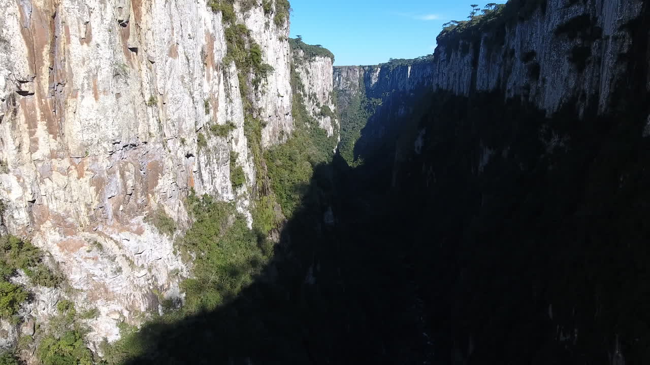 Wolderful canyon of Itaimbezinho, South of  Brazil. Inside canyon, aerial scene.
