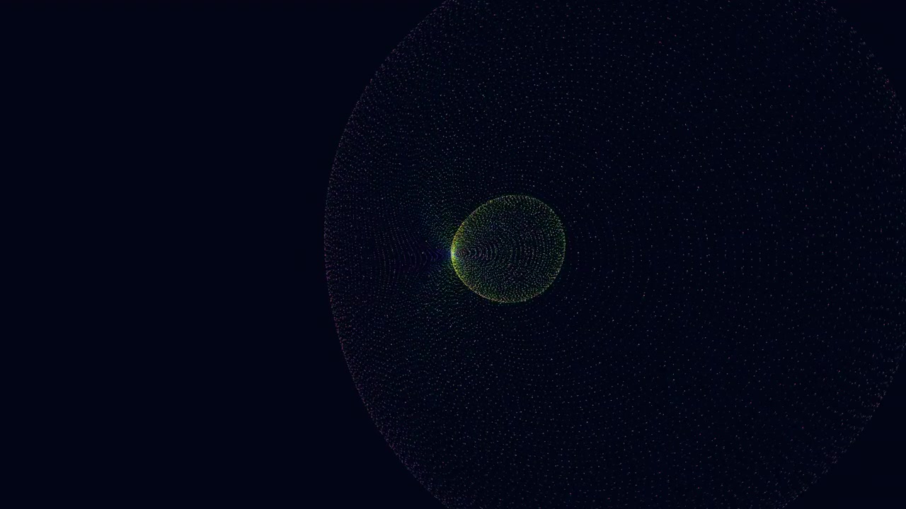 Circular pattern with bright green dot in spiral arrangement