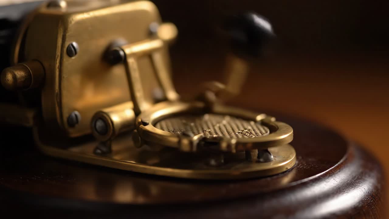 Antique Phonograph Gramophone Close-Up