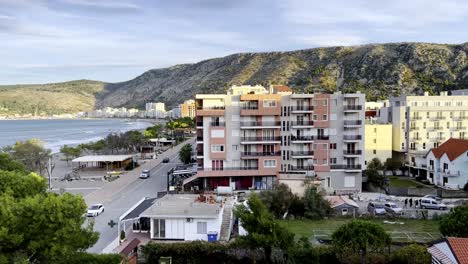 shengjin albania skyline on adriatic sea coastline