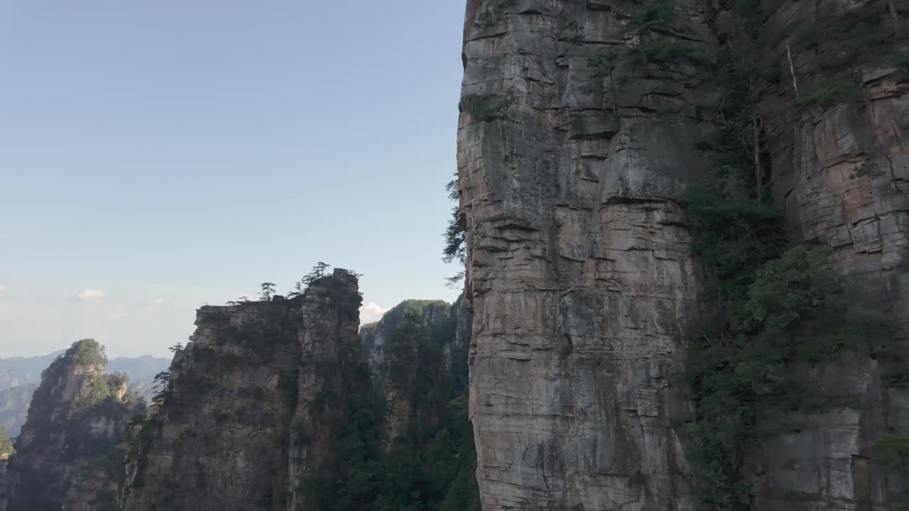 View from cable car into the valley among pillar mountains, Zhangjiajie, China