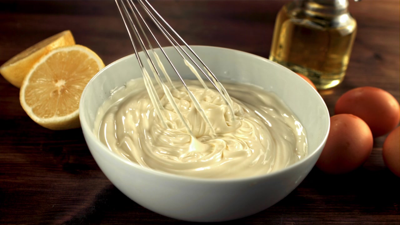 Whisking Homemade Mayonnaise with Fresh Ingredients