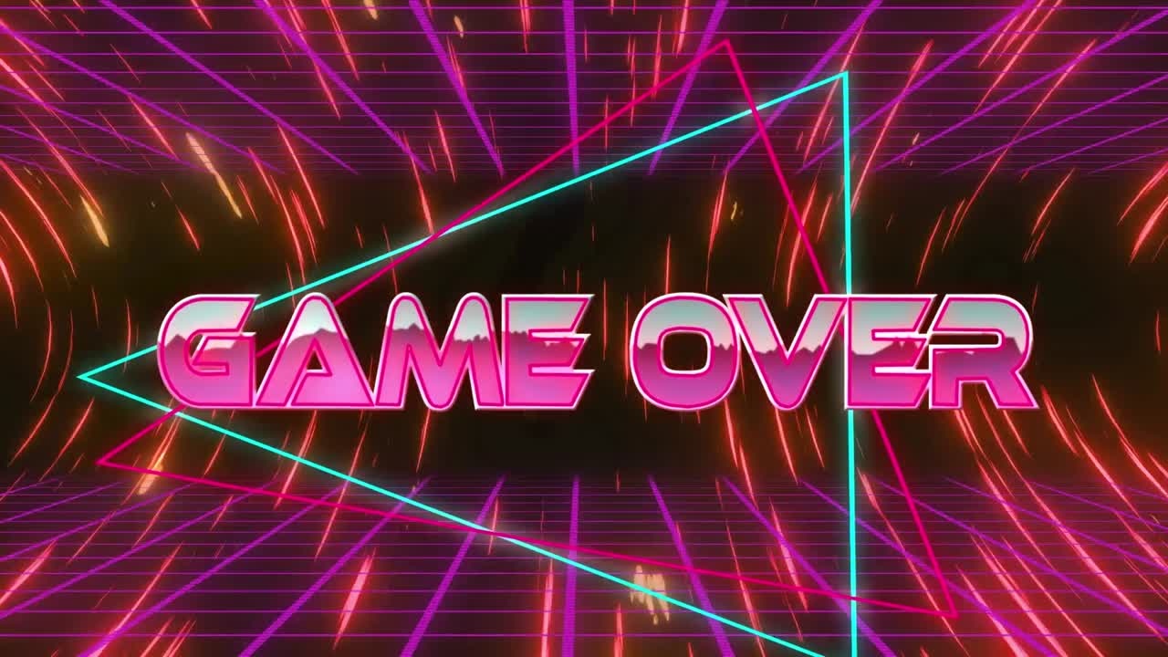 Animazione del testo Game Over su linee su sfondo nero