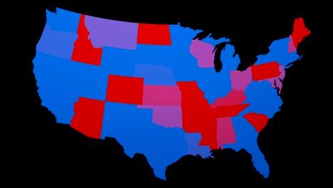 usa election map - blue/red states loop