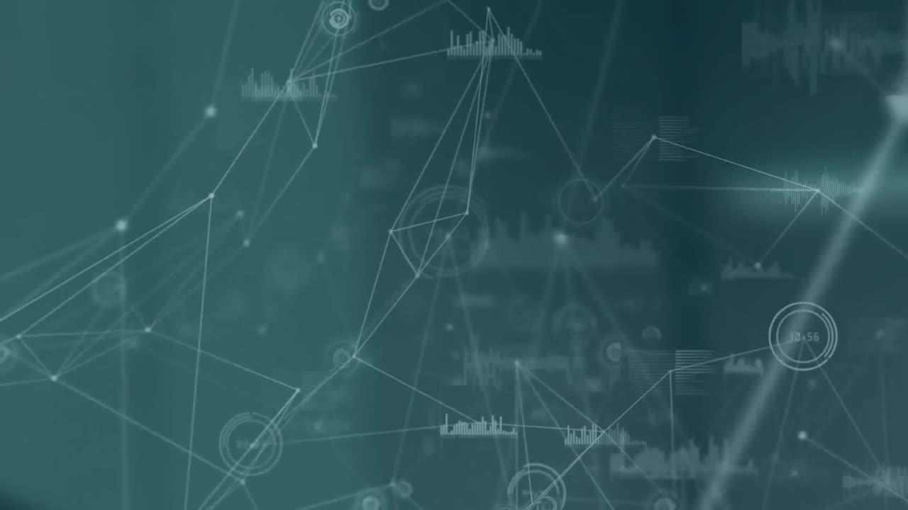 red de conexiones y procesamiento de datos frente a un fondo gris