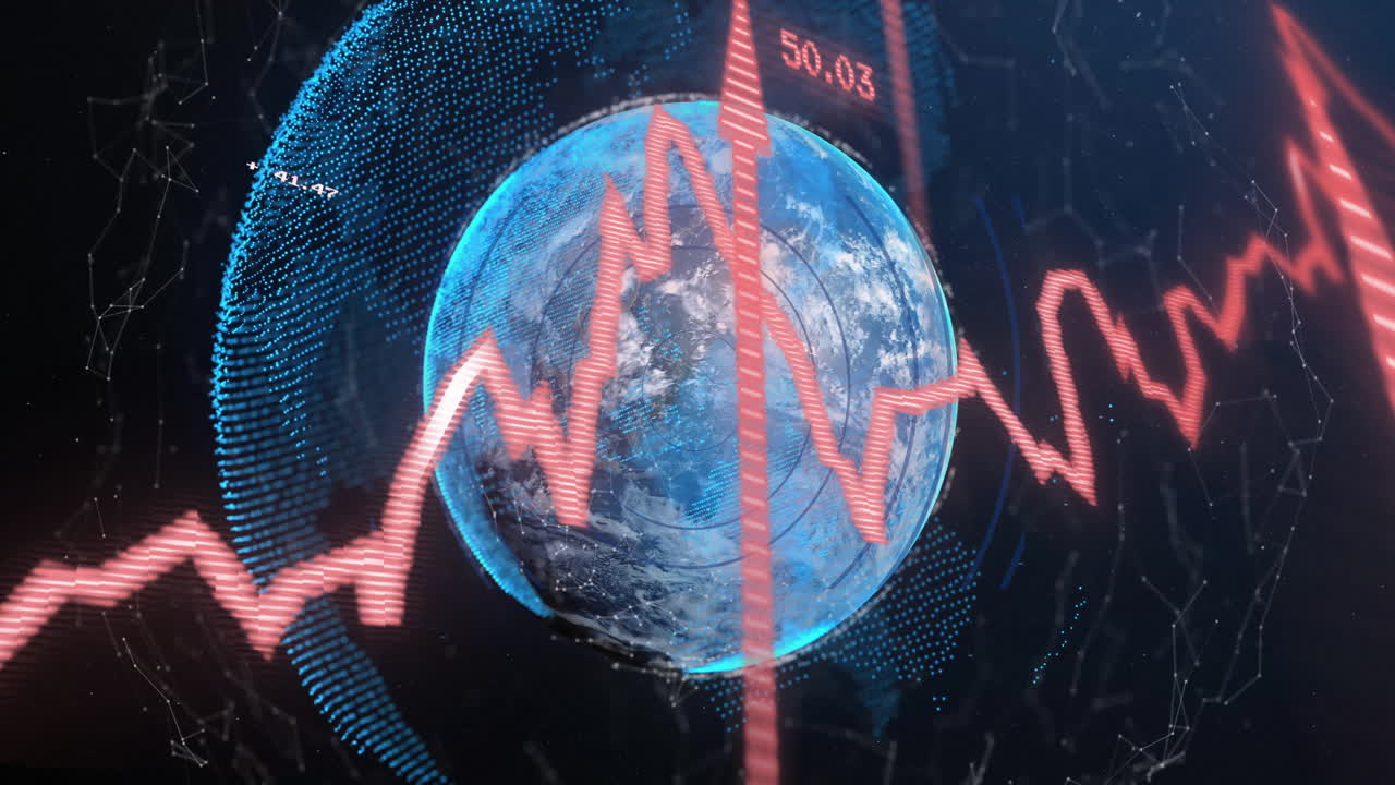 animación de flechas y procesamiento de datos en el mundo