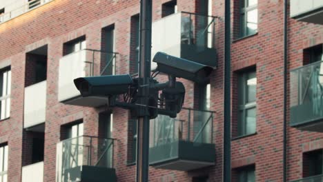 cctv cameras monitor the street of the city