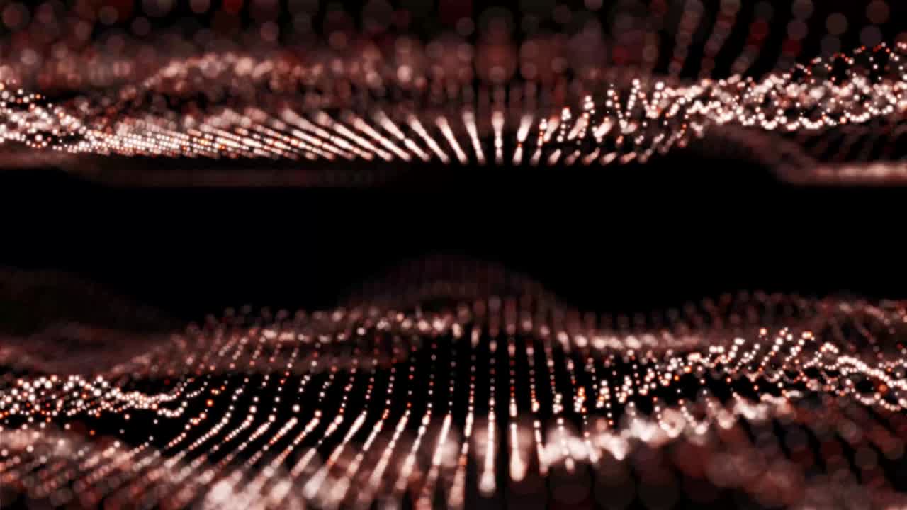 Abstract digital red particle wave. Seamless loop 4k animation