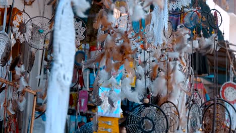 indian traditional colorful, gentle dream catchers fluttering in the wind