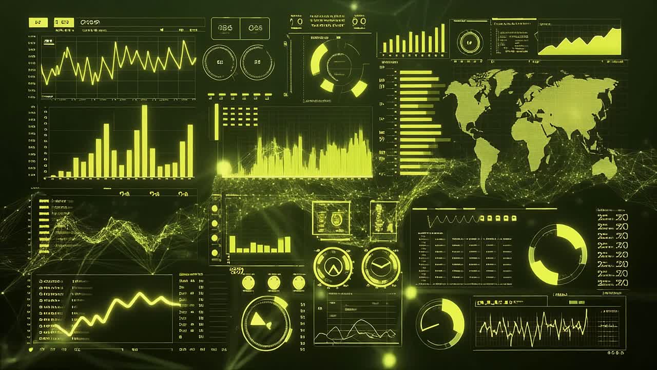 Abstract Digital Dashboard with Global Data Visualization