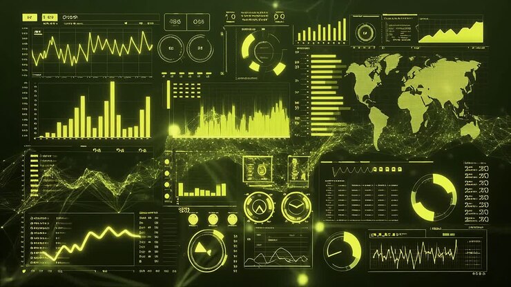Abstract Digital Dashboard with Global Data Visualization
