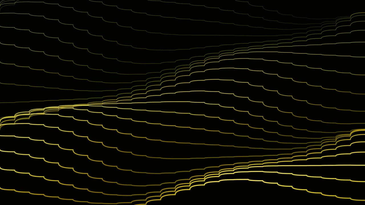 Abstract Golden Wave Lines Moving on Black Background