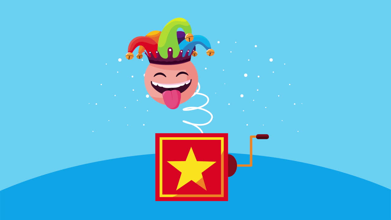 미치광이 이모지가  상자에 뛰어들고