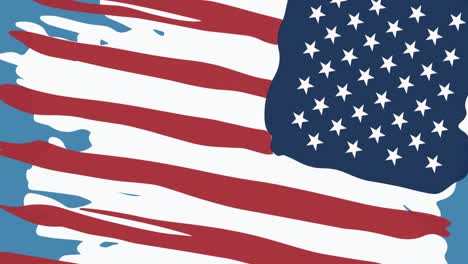 Animation-Der-Amerikanischen-Flagge,-Die-Sich-über-Blauem-Hintergrund-Dreht